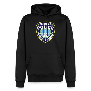 Polizei Grammerkorrekter Rechtschreibung Gramatik - Männer Premium Bio Hoodie - Schwarz - Vorne - Nico (187cm)