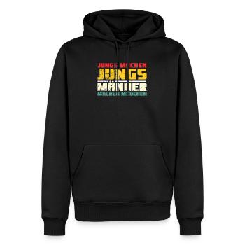 Jungs machen Jungs Männer machen Mädchen - Männer Premium Bio Hoodie - Schwarz - Vorne - Nico (187cm)