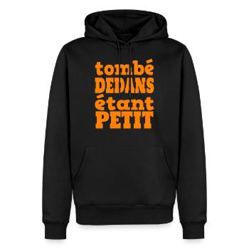 Tombé dedans étant petit - Sweat à capuche Premium bio Homme - noir - Devant - Nico (187cm)
