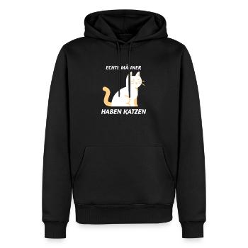 Echte Männer haben Katzen Katzenliebhaber - Männer Premium Bio Hoodie - Schwarz - Vorne - Nico (187cm)