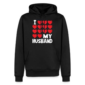 I Love My Husband - Männer Premium Bio Hoodie - Schwarz - Vorne - Nico (187cm)