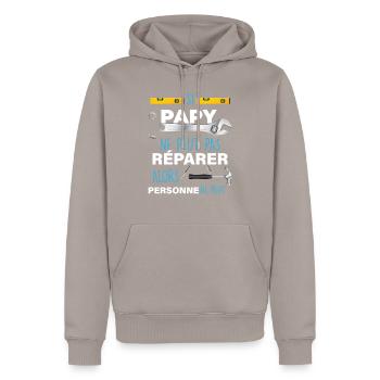 Papy bricoleur humour grand-père - Sweat à capuche Premium bio Homme - taupe - Devant - Nico (187cm)