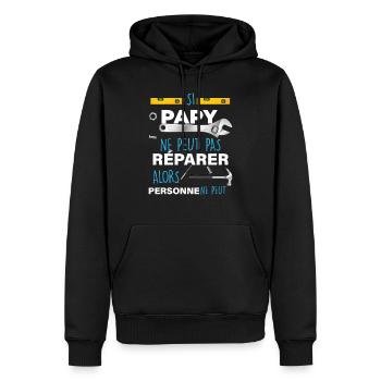 Papy bricoleur humour grand-père - Sweat à capuche Premium bio Homme - noir - Devant - Nico (187cm)