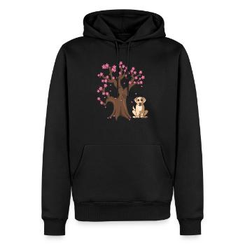 Labrador Retriver Dog Love-r Japanese Cherry Bloss - Sweat à capuche Premium bio Homme - noir - Devant - Nico (187cm)