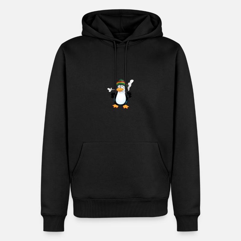 RAUCHPINGUIN - Männer Premium Bio Hoodie - Schwarz