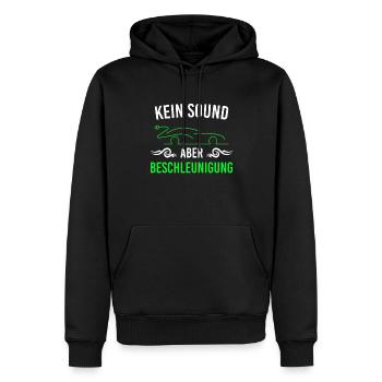 Elektroauto kein Sound aber Beschleunigung - Männer Premium Bio Hoodie - Schwarz - Vorne - Nico (187cm)