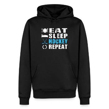 Patin de rondelle de répétition Eat Sleep Hockey - Sweat à capuche Premium bio Homme - noir - Devant - Nico (187cm)