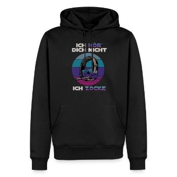 Ich hör dich nicht ich zocke Gamer Gaming Retro - Männer Premium Bio Hoodie - Schwarz - Vorne - Nico (187cm)