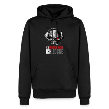 Ich hör dich nicht - Ich zocke - Männer Premium Bio Hoodie - Schwarz - Vorne - Nico (187cm)