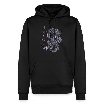 Japanischer Pastell Vaporwave Streetwear Dragon - Männer Premium Bio Hoodie - Schwarz - Vorne - Nico (187cm)