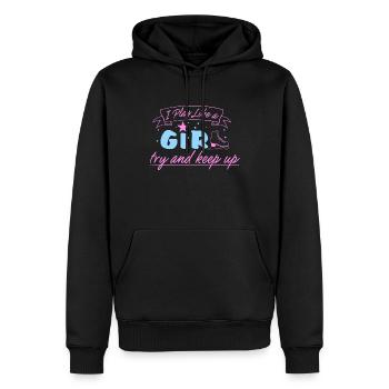 Joueur de hockey féministe Girl Power - Sweat à capuche Premium bio Homme - noir - Devant - Nico (187cm)