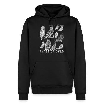 Hibou rapace - Sweat à capuche Premium bio Homme - noir - Devant - Nico (187cm)