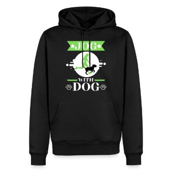 Mit dem Hund joggen laufen Sport Hund Geschenkidee - Männer Premium Bio Hoodie - Schwarz - Vorne - Nico (187cm)