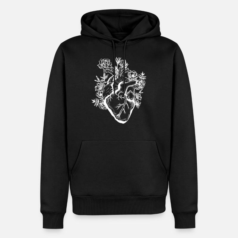Coeur et fleurs - Sweat à capuche Premium bio Homme - noir