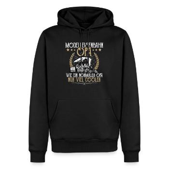 Modeleisenbahn Opa - Männer Premium Bio Hoodie - Schwarz - Vorne - Nico (187cm)