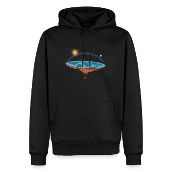 Plat Terre disque carte univers cadeau - Sweat à capuche Premium bio Homme - noir - Devant - Nico (187cm)