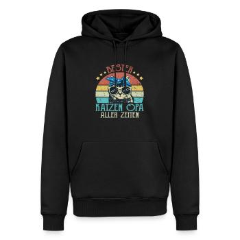 Bester Katzen Opa aller Zeiten - Männer Premium Bio Hoodie - Schwarz - Vorne - Nico (187cm)