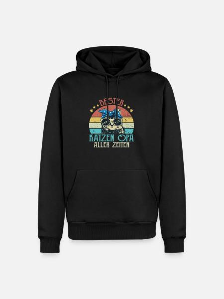 Bester Katzen Opa aller Zeiten - Männer Premium Bio Hoodie - Schwarz