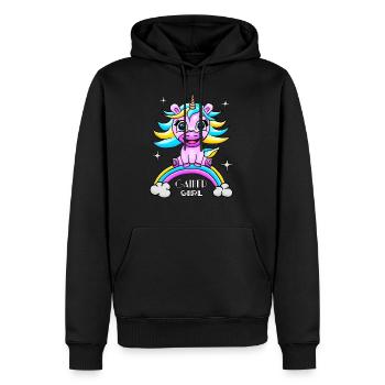 Licorne gamer gamer gamer - Sweat à capuche Premium bio Homme - noir - Devant - Nico (187cm)