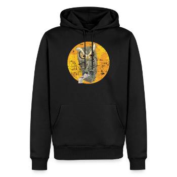 Nuit animale motif cadeau hibou - Sweat à capuche Premium bio Homme - noir - Devant - Nico (187cm)