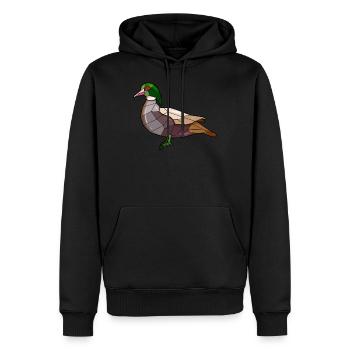 Canard oiseaux géométriques - Sweat à capuche Premium bio Homme - noir - Devant - Nico (187cm)