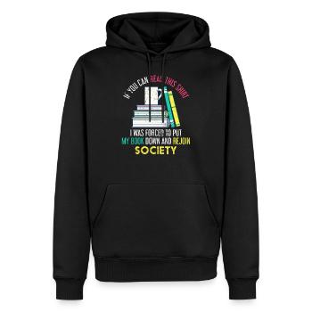 Livre Nerd société Lecture - Sweat à capuche Premium bio Homme - noir - Devant - Nico (187cm)