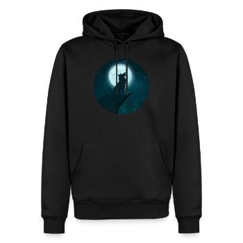 Vollmond Raubtier Geschenk Wolf - Männer Premium Bio Hoodie - Schwarz - Vorne - Nico (187cm)