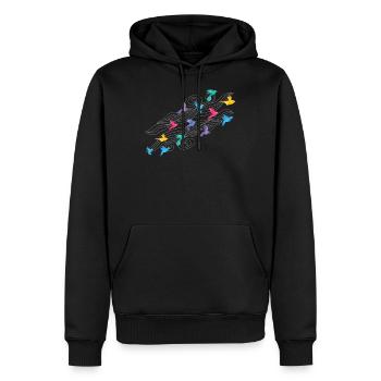 Basteln Papier Kranich Papierfalten Origami - Männer Premium Bio Hoodie - Schwarz - Vorne - Nico (187cm)