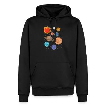 Univers Astronautes Planètes spatiales - Sweat à capuche Premium bio Homme - noir - Devant - Nico (187cm)