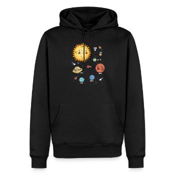 Univers Astronautes Planètes spatiales - Sweat à capuche Premium bio Homme - noir - Devant - Nico (187cm)