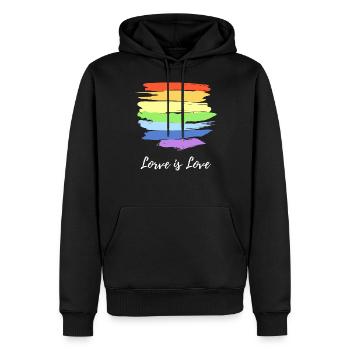 LGBT Gay Shirt Rainbow Lesbian Pride Shirts - Men’s Premium Organic Hoodie - black - Front - Nico (187cm)
