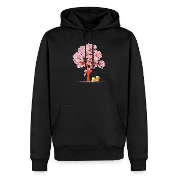 Cherry Blossom Fleurs de cerisier Japon Chien Shiba Inu - Sweat à capuche Premium bio Homme - noir - Devant - Nico (187cm)