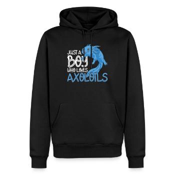Amphibiens Saumon Amphibiens Cadeau Garçon Axolotl - Sweat à capuche Premium bio Homme - noir - Devant - Nico (187cm)