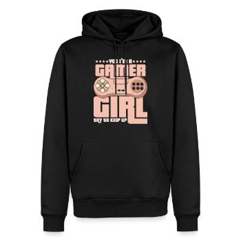 Gaming - Männer Premium Bio Hoodie - Schwarz - Vorne - Nico (187cm)