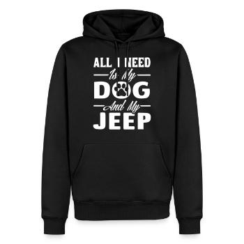 All I need is my dog and my jeeps - Männer Premium Bio Hoodie - Schwarz - Vorne - Nico (187cm)