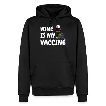 Wein ist mein Impfstoff Vaccine Wine Corona Humor - Männer Premium Bio Hoodie - Schwarz - Vorne - Nico (187cm)