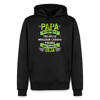 Papa, humour enfants cadeau drôle - Sweat à capuche Premium bio Homme - noir - Devant - Nico (187cm)