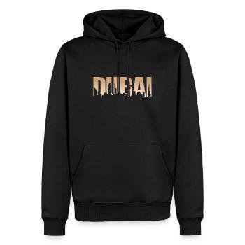 Dubai Typographie Skyline ville métropole vacances - Sweat à capuche Premium bio Homme - noir - Devant - Nico (187cm)