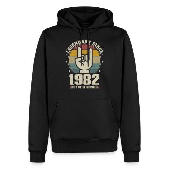 Né en 1982, légende depuis 1982 - Sweat à capuche Premium bio Homme - noir - Devant - Nico (187cm)