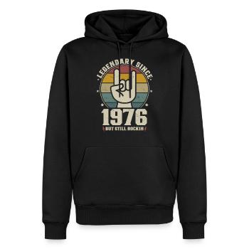 Jahrgang 1976 geboren Legendär 1976 Geburtstag - Männer Premium Bio Hoodie - Schwarz - Vorne - Nico (187cm)