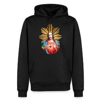 Jésus-Christ | Jésus-Christ Noël Halo - Sweat à capuche Premium bio Homme - noir - Devant - Nico (187cm)