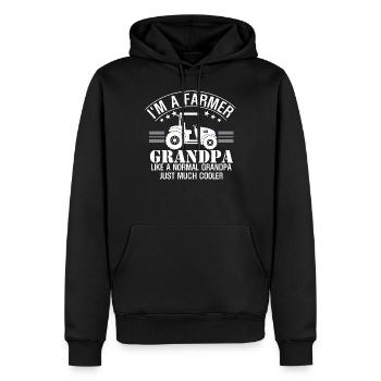 Bauer Opa - Männer Premium Bio Hoodie - Schwarz - Vorne - Nico (187cm)