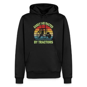 easily distracted by tractors - Men’s Premium Organic Hoodie - black - Front - Nico (187cm)