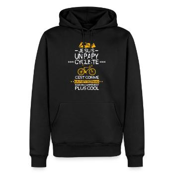 T-shirt Retraite Papy Cycliste Carrément Plus Cool - Sweat à capuche Premium bio Homme - noir - Devant - Nico (187cm)