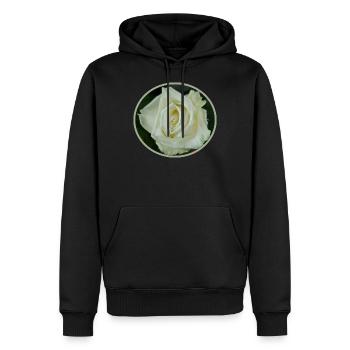 FLEUR DE ROSE BLANCHE - Sweat à capuche Premium bio Homme - noir - Devant - Nico (187cm)