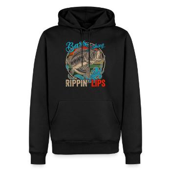 Bass Fisching Rippin Lips Lustige Angler - Männer Premium Bio Hoodie - Schwarz - Vorne - Nico (187cm)
