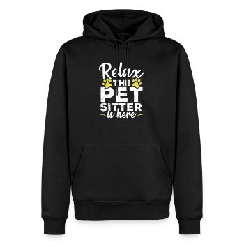Détendez-vous le gardien d’animaux est ici Animal assis - Sweat à capuche Premium bio Homme - noir - Devant - Nico (187cm)