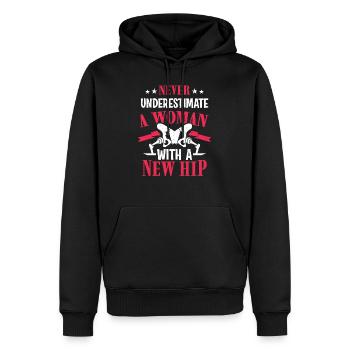 Ne sous-estimez jamais la femme avec une nouvelle arthroplastie de la hanche - Sweat à capuche Premium bio Homme - noir - Devant - Nico (187cm)