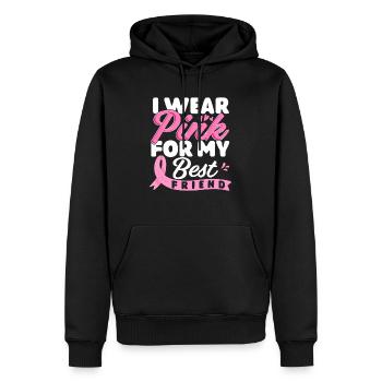 Je porte du rose pour ma meilleure amie Cancer du sein - Sweat à capuche Premium bio Homme - noir - Devant - Nico (187cm)