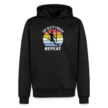 Eat Sleep Soccer Repeat Fußball Fußballspieler - Männer Premium Bio Hoodie - Schwarz - Vorne - Nico (187cm)